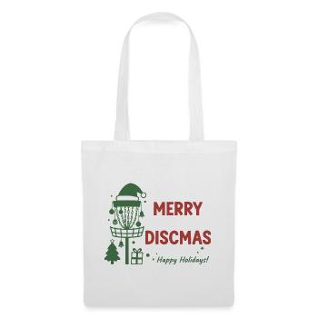 Fröhliche Discmas Frohe Feiertage Disc Golf Korb - Stoffbeutel - Weiß - Vorne