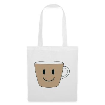 Lächelnder Kaffeebecher Design - Stoffbeutel - Weiß - Vorne