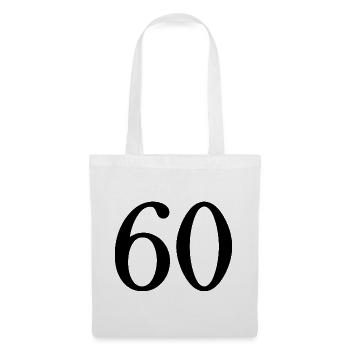 60. 60 ANS. 60e ANNIVERSAIRE. ANNIVERSAIRE 60 ANS. - Sac en tissu - blanc - Devant