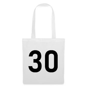 30. 30 ANS. 30e ANNIVERSAIRE. ANNIVERSAIRE 30 ANS. - Sac en tissu - blanc - Devant