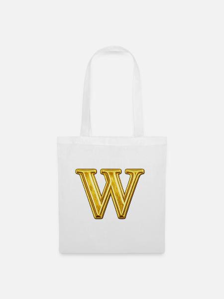 Goldenes W Monogramm - Stoffbeutel - Weiß