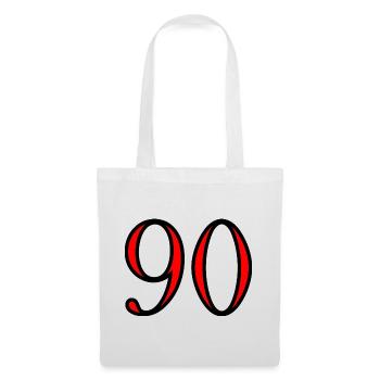 90. 90 ANS. 90e ANNIVERSAIRE. ANNIVERSAIRE 90 ANS. - Sac en tissu - blanc - Devant