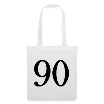 90. 90 ANS. 90e ANNIVERSAIRE. ANNIVERSAIRE 90 ANS. - Sac en tissu - blanc - Devant
