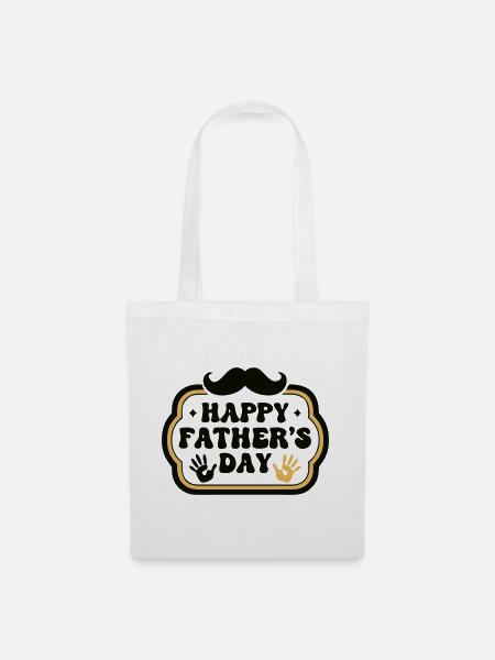  Retro Happy Fathers Day Wappen - Stoffbeutel - Weiß