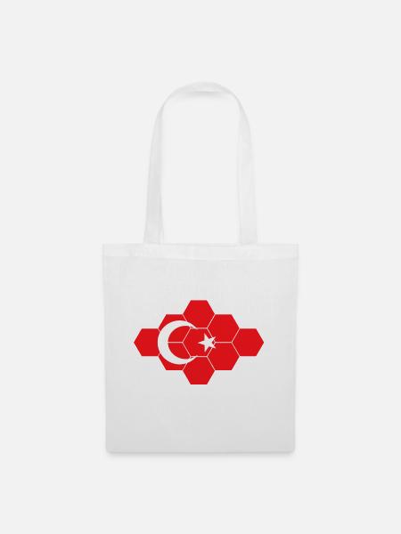 Türkei Hexagon Flag Kunst - Stoffbeutel - Weiß