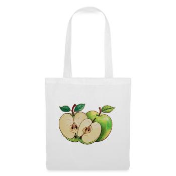 Motif de fruits coupés en demi-pomme verte - Sac en tissu - blanc - Devant