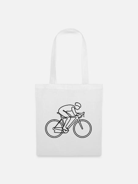 Rennrad Line Art Fahrrad - Stoffbeutel - Weiß