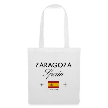 Zaragoza Spanien Koordinaten Reise Souvenir - Stoffbeutel - Weiß - Vorne