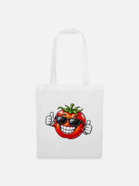 Coole Tomate Vegan Vegetarisch Cartoon - Stoffbeutel - Weiß