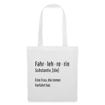 Fahrlehrerin Substantiv Definition Geschenk - Stoffbeutel - Weiß - Vorne