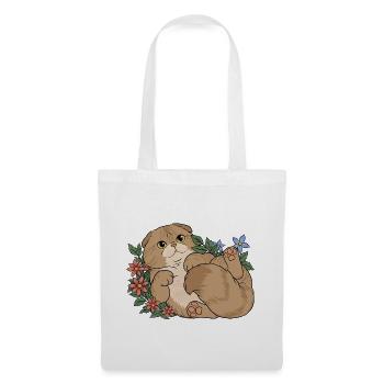 Florales Scottish Fold-Kätzchen - Stoffbeutel - Weiß - Vorne