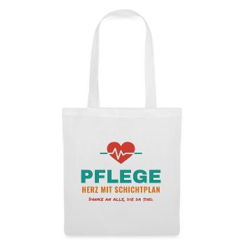 Pflege – Herz mit Schichtplan - Stoffbeutel - Weiß - Vorne