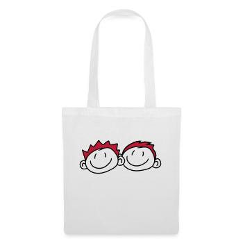 2 amis tête visage couple famille peint enfant kr - Sac en tissu - blanc - Devant