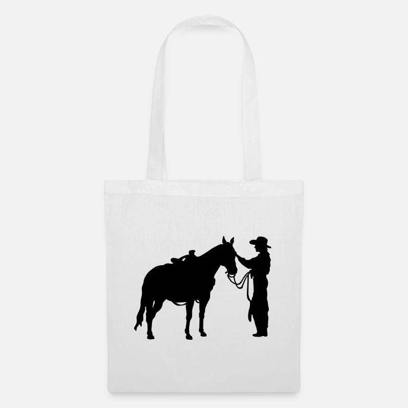 Frau mit Pferd - Stoffbeutel - Weiß