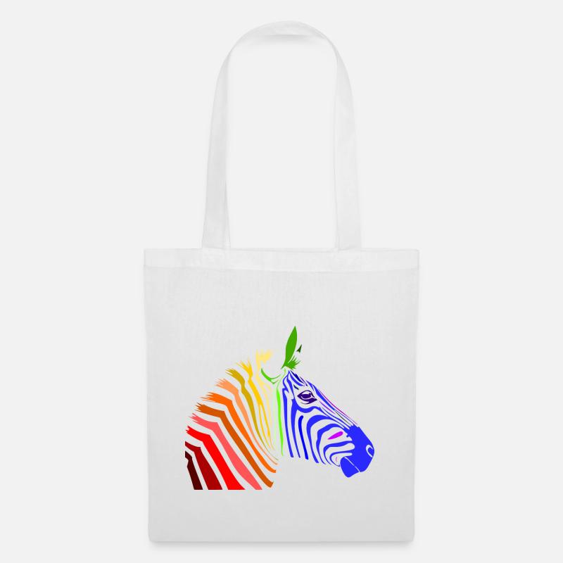 Zebra; Punk Zebra; Rainbow Zebra - Stoffbeutel - Weiß