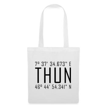 Coordonnées de Thun – Typographie avec référence locale Besch - Sac en tissu - blanc - Devant