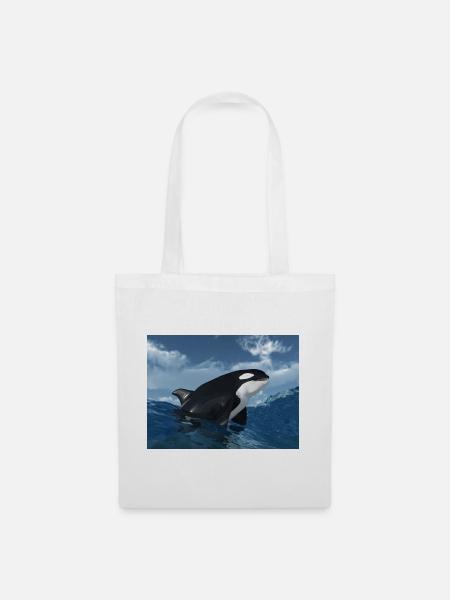 A killer whale jumps out of the water - Tote Bag - white