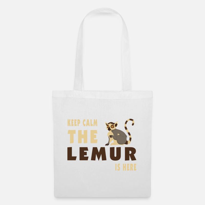 Keep Calm Lemur is here / Geschenk - Stoffbeutel - Weiß
