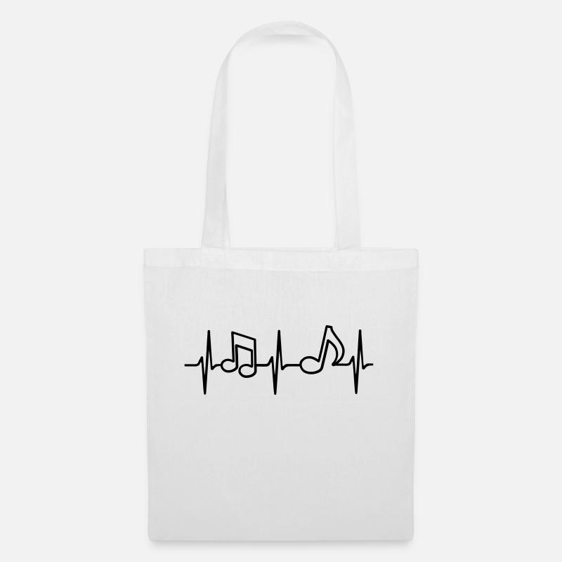 Heartbeat Music Note Notes de musique ECG - Sac en tissu - blanc