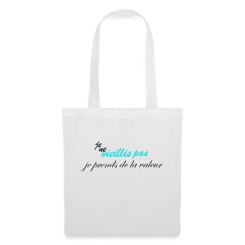 je ne vieillis pas je prend de la valeur humour - Sac en tissu - blanc - Devant