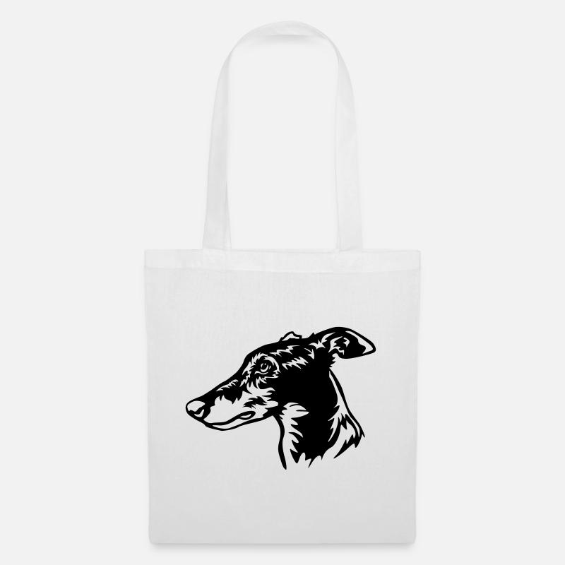 Greyhound Kopf - Stoffbeutel - Weiß