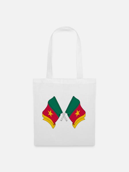 Zwei Flaggen Kamerun - Stoffbeutel - Weiß