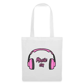 Music on Kopfhörer rosa - Stoffbeutel - Weiß - Vorne
