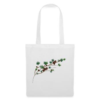 Beaux cônes de mélèze sur une branche de mélèze - Sac en tissu - blanc - Devant