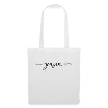 Police de calligraphie du nom Yasin - Sac en tissu - blanc - Devant