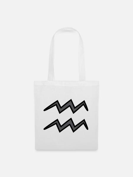 Wassermann Sternzeichen Symbol Schwarz & Grau - Stoffbeutel - Weiß