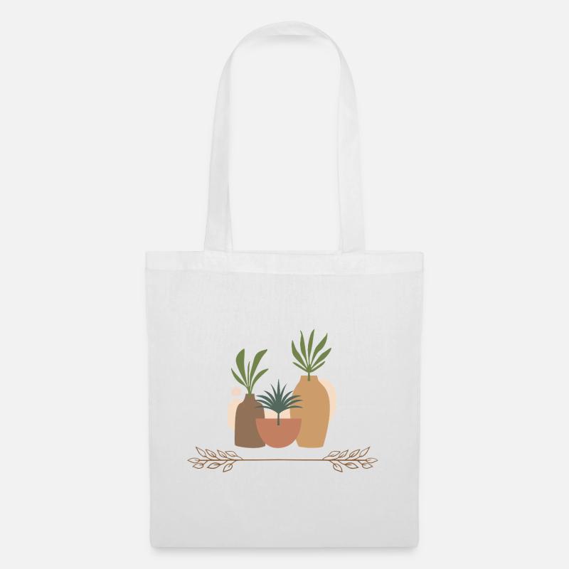 Vase Plantes Collage - Sac en tissu - blanc