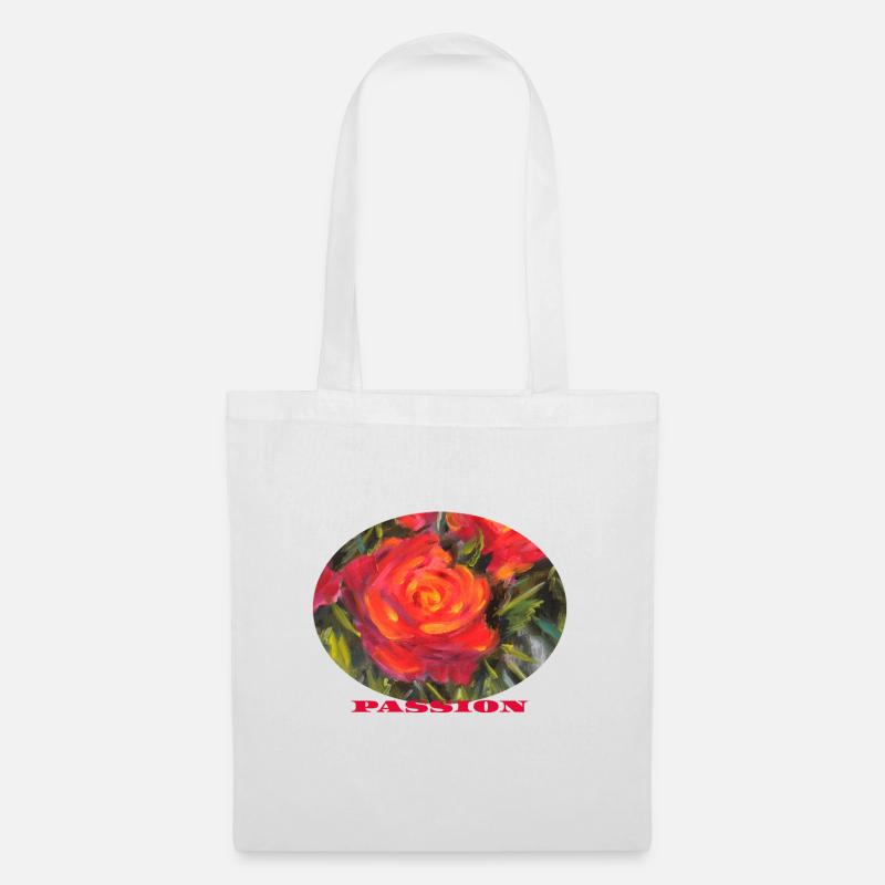 Leidenschaft – Leuchtend rote Rosen-Makro-Ellipse - Stoffbeutel - Weiß