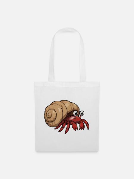 Cartoon Krabbe mit Muschelschale - Stoffbeutel - Weiß