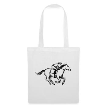 Jockey Pferderennen Sportwetten - lllustration - Stoffbeutel - Weiß - Vorne