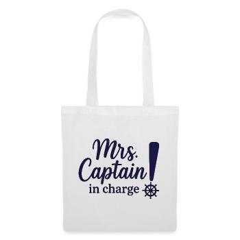 Mrs Captain in Charge – Seglerin & Skipperin - Stoffbeutel - Weiß - Vorne