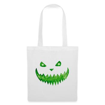 Giftgrüne Kürbisfratze - Halloween Gesicht Grün - Stoffbeutel - Weiß - Vorne