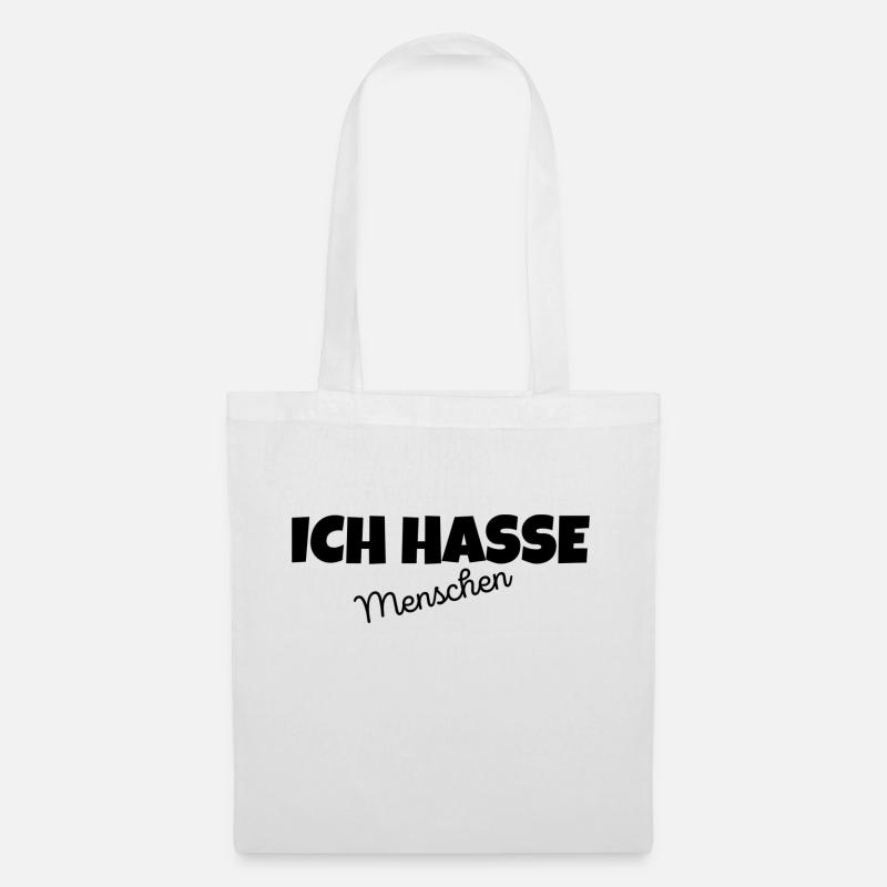 Fun Ich hasse Menschen Herren Geschenk Sprüche - Stoffbeutel - Weiß