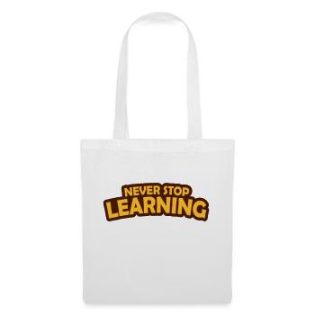 never stop learning Zitat - Stoffbeutel - Weiß - Vorne