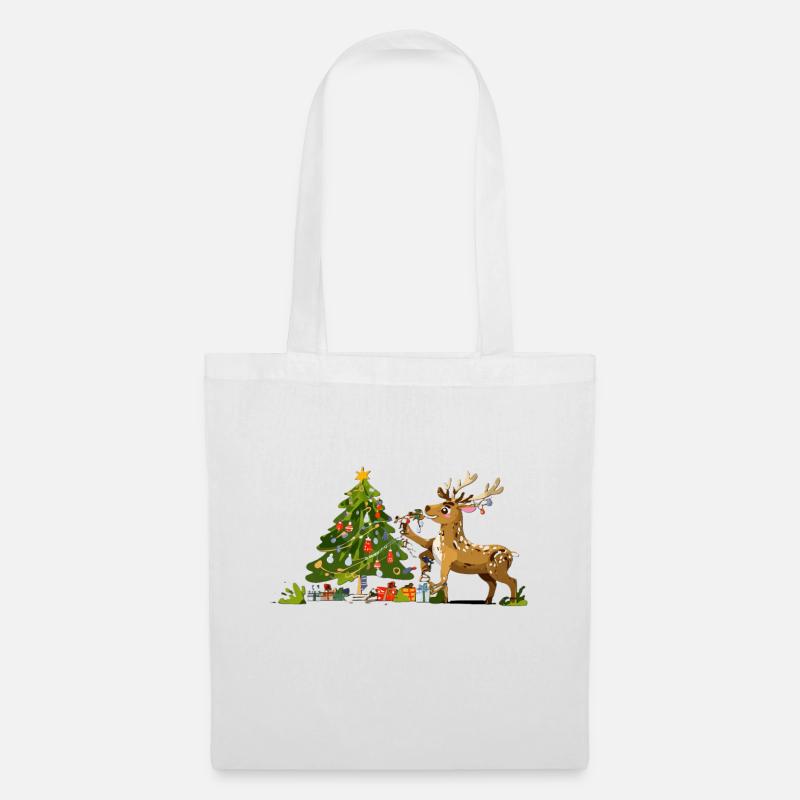 Weihnachten mit Rentier - Stoffbeutel - Weiß