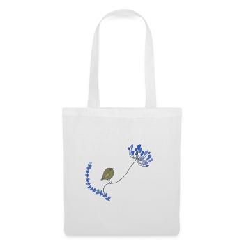 Vogel mit Blume - Stoffbeutel - Weiß - Vorne