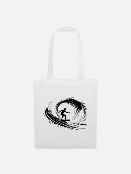 Surfen Kunst Surfer Illustration - Stoffbeutel - Weiß
