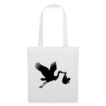 Stork with Baby – Stork Motif - Tote Bag - white - Front