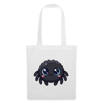 Niedliche, süße Cartoon-Spinne mit großen blauen Augen - Stoffbeutel - Weiß - Vorne