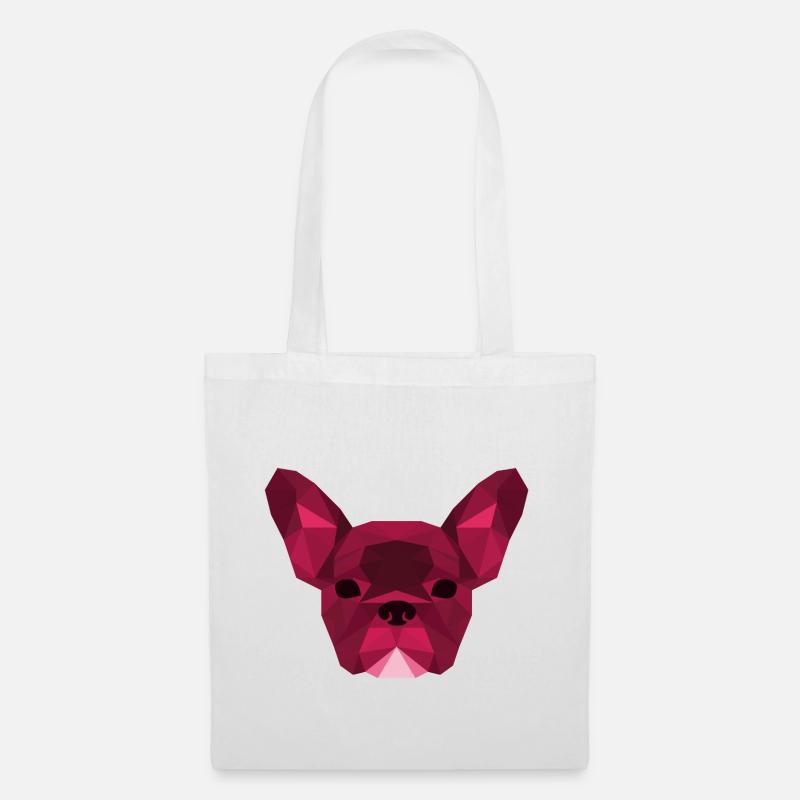 Low Poly Frenchie pink - Tote Bag - white