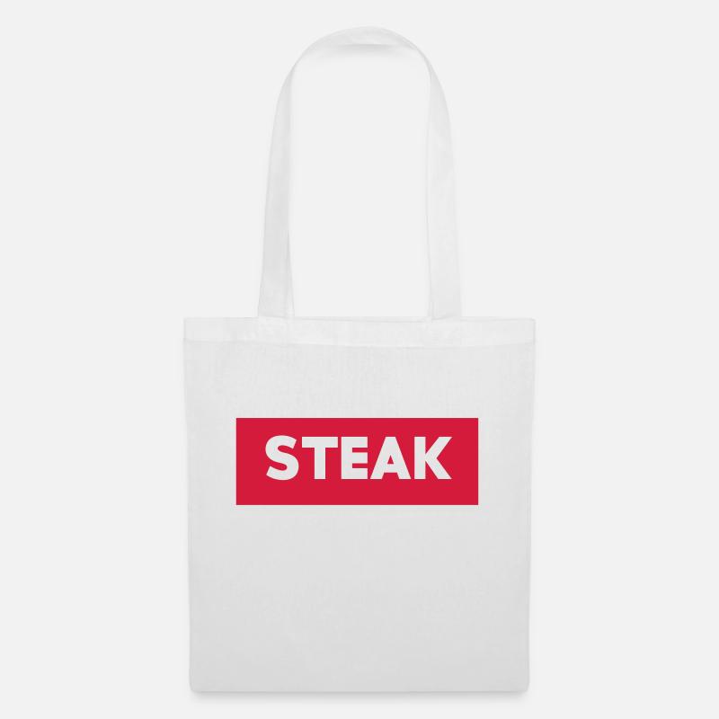 Steak Shirt mit rotem Hintergrund - Stoffbeutel - Weiß