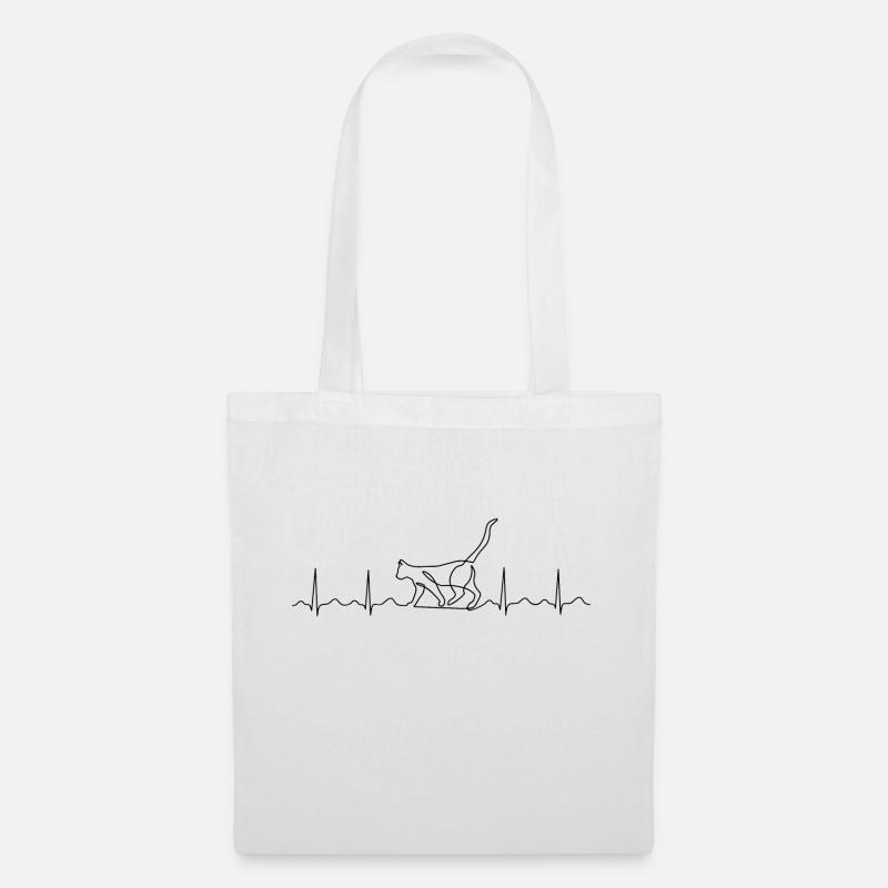 Katze Herzschlag + + +supaländ - Stoffbeutel - Weiß