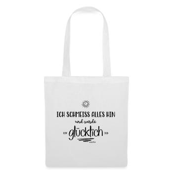 Glücklich - Stoffbeutel - Weiß - Vorne