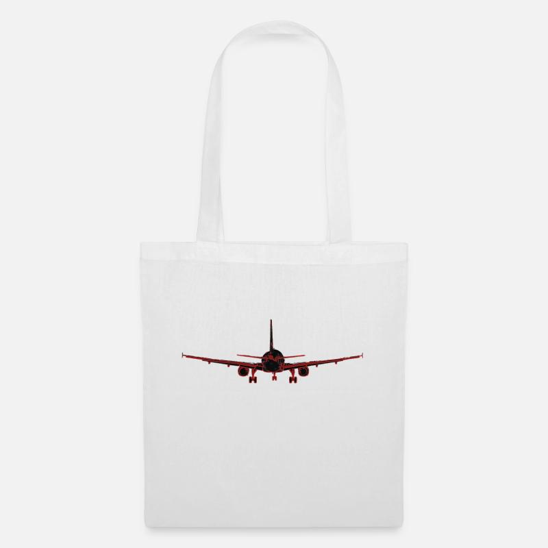 Flugzeug Neon Rot - Stoffbeutel - Weiß