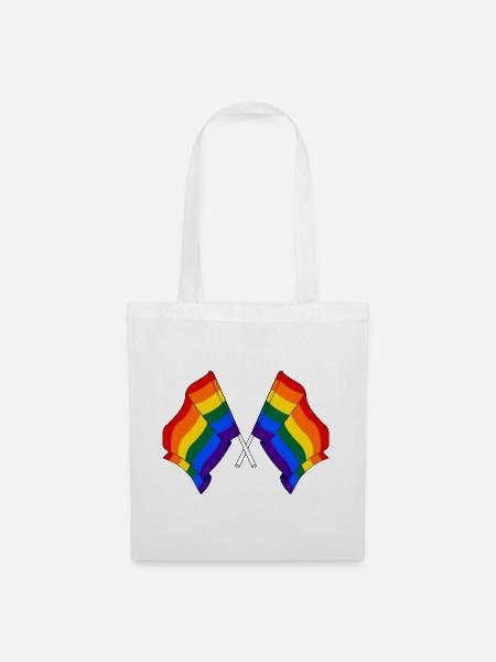 Zwei Regenbogenfahnen - Stoffbeutel - Weiß