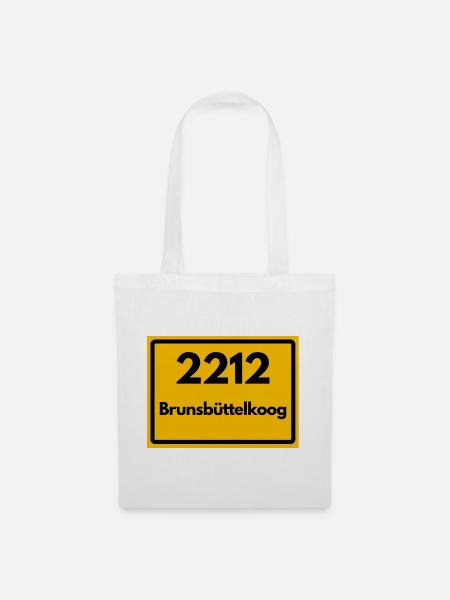 ALTE POSTLEITZAHL 2212 BRUNSBÜTTELKOOG - Stoffbeutel - Weiß